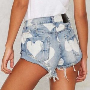 One Teaspoon Cupid Hearts Bandit Shorts